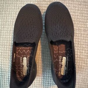 Skechers Black Mesh Slip-Ons